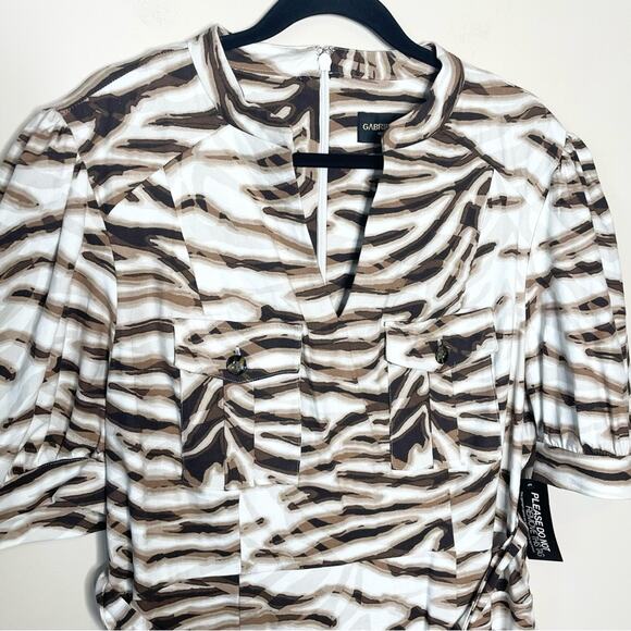 NWT GABRIELLE UNION NY & CO animal print short dress size XXL brown/tan/cream - Picture 3 of 8